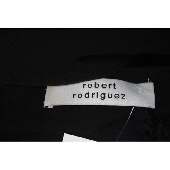 Robert Rodriguez Womens Silk Chiffon V-Neck Tied Shoulder Blouse Black Size XS - Picture 4 of 6